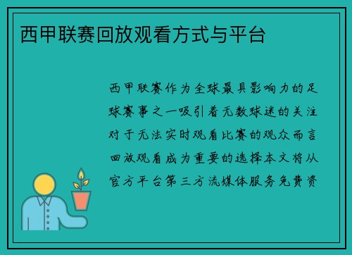 西甲联赛回放观看方式与平台